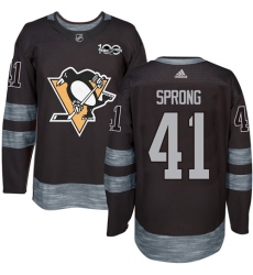 Men's Adidas Pittsburgh Penguins #41 Daniel Sprong Authentic Black 1917-2017 100th Anniversary NHL Jersey