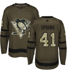 Men's Adidas Pittsburgh Penguins #41 Daniel Sprong Authentic Green Salute to Service NHL Jersey