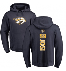 NHL Adidas Nashville Predators #59 Roman Josi Navy Blue Backer Pullover Hoodie