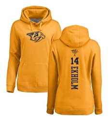NHL Women's Adidas Nashville Predators #14 Mattias Ekholm Gold One Color Backer Pullover Hoodie
