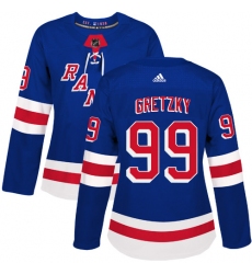 Women's Adidas New York Rangers #99 Wayne Gretzky Premier Royal Blue Home NHL Jersey