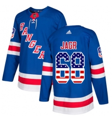 Men's Adidas New York Rangers #68 Jaromir Jagr Authentic Royal Blue USA Flag Fashion NHL Jersey