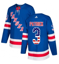 Youth Adidas New York Rangers #3 James Patrick Authentic Royal Blue USA Flag Fashion NHL Jersey