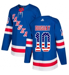 Youth Adidas New York Rangers #10 Ron Duguay Authentic Royal Blue USA Flag Fashion NHL Jersey