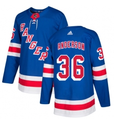 Men's Adidas New York Rangers #36 Glenn Anderson Authentic Royal Blue Home NHL Jersey