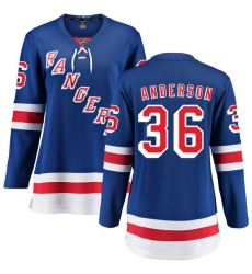 Women's New York Rangers #36 Glenn Anderson Fanatics Branded Royal Blue Home Breakaway NHL Jersey