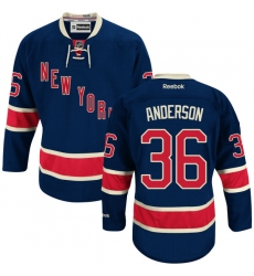 Women's Reebok New York Rangers #36 Glenn Anderson Authentic Navy Blue Third NHL Jersey
