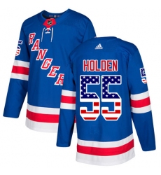 Youth Adidas New York Rangers #55 Nick Holden Authentic Royal Blue USA Flag Fashion NHL Jersey