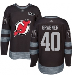 Men's Adidas New Jersey Devils #40 Michael Grabner Authentic Black 1917-2017 100th Anniversary NHL Jersey