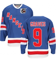 Men's CCM New York Rangers #9 Adam Graves Authentic Royal Blue 75TH Throwback NHL Jersey