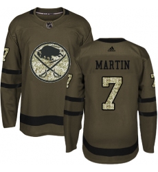 Youth Adidas Buffalo Sabres #7 Rick Martin Authentic Green Salute to Service NHL Jersey