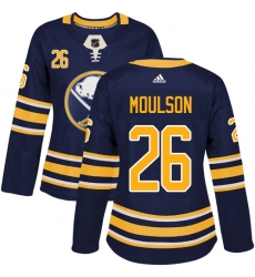 Women's Adidas Buffalo Sabres #26 Matt Moulson Authentic Navy Blue Home NHL Jersey
