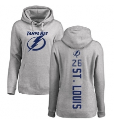 NHL Women's Adidas Tampa Bay Lightning #26 Martin St. Louis Ash Backer Pullover Hoodie