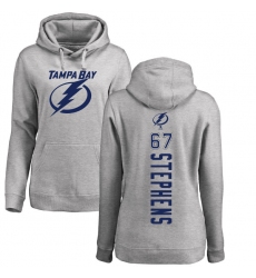 NHL Women's Adidas Tampa Bay Lightning #67 Mitchell Stephens Ash Backer Pullover Hoodie