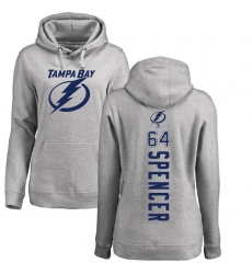 NHL Women's Adidas Tampa Bay Lightning #64 Matthew Spencer Ash Backer Pullover Hoodie