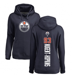 NHL Women's Adidas Edmonton Oilers #93 Ryan Nugent-Hopkins Navy Blue Backer Pullover Hoodie