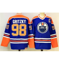 Men's Edmonton Oilers #98 Wayne Gretzky Royal 2025 With C Stitched Hockey Jersey