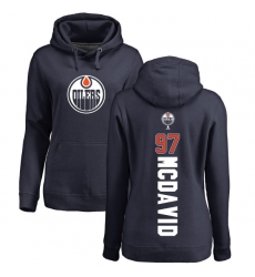 NHL Women's Adidas Edmonton Oilers #97 Connor McDavid Navy Blue Backer Pullover Hoodie