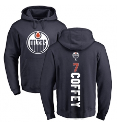 NHL Adidas Edmonton Oilers #7 Paul Coffey Navy Blue Backer Pullover Hoodie