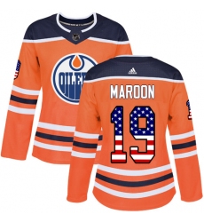 Women's Adidas Edmonton Oilers #19 Patrick Maroon Authentic Orange USA Flag Fashion NHL Jersey