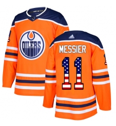 Youth Adidas Edmonton Oilers #11 Mark Messier Authentic Orange USA Flag Fashion NHL Jersey