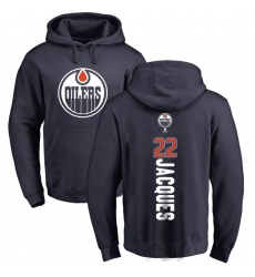 NHL Adidas Edmonton Oilers #22 Jean-Francois Jacques Navy Blue Backer Pullover Hoodie