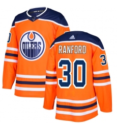 Men's Adidas Edmonton Oilers #30 Bill Ranford Authentic Orange Home NHL Jersey
