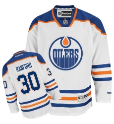 Men's Reebok Edmonton Oilers #30 Bill Ranford Authentic White Away NHL Jersey