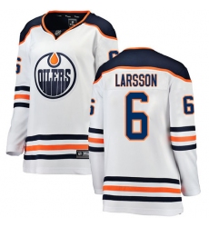 Women's Edmonton Oilers #6 Adam Larsson Authentic White Away Fanatics Branded Breakaway NHL Jersey