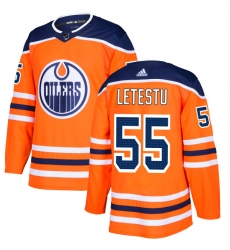 Youth Adidas Edmonton Oilers #55 Mark Letestu Authentic Orange Home NHL Jersey