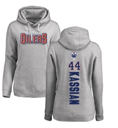 NHL Women's Adidas Edmonton Oilers #44 Zack Kassian Ash Backer Pullover Hoodie