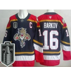 Men's Florida Panthers #16 Aleksander Barkov Navy 2025 Stanley Cup Final Authentic Jersey