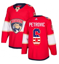 Men's Adidas Florida Panthers #6 Alex Petrovic Authentic Red USA Flag Fashion NHL Jersey