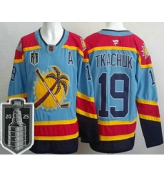 Men's Florida Panthers #19 Matthew Tkachuk Blue 2025 Stanley Cup Final Authentic Jersey