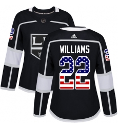 Women's Adidas Los Angeles Kings #22 Tiger Williams Authentic Black USA Flag Fashion NHL Jersey