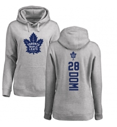 NHL Women's Adidas Toronto Maple Leafs #28 Tie Domi Ash Backer Pullover Hoodie