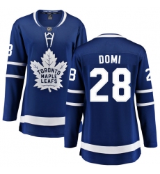 Women's Toronto Maple Leafs #28 Tie Domi Fanatics Branded Royal Blue Home Breakaway NHL Jersey