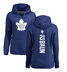 NHL Women's Adidas Toronto Maple Leafs #21 Bobby Baun Royal Blue Backer Pullover Hoodie