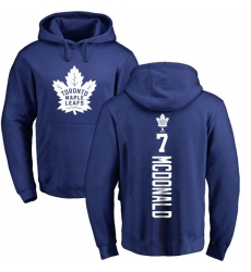 NHL Adidas Toronto Maple Leafs #7 Lanny McDonald Royal Blue Backer Pullover Hoodie