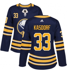 Women's Adidas Buffalo Sabres #33 Jason Kasdorf Premier Navy Blue Home NHL Jersey