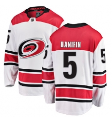 Men's Carolina Hurricanes #5 Noah Hanifin Fanatics Branded White Away Breakaway NHL Jersey