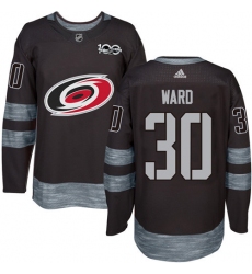 Men's Adidas Carolina Hurricanes #30 Cam Ward Authentic Black 1917-2017 100th Anniversary NHL Jersey
