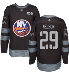 Men's Adidas New York Islanders #29 Brock Nelson Authentic Black 1917-2017 100th Anniversary NHL Jersey