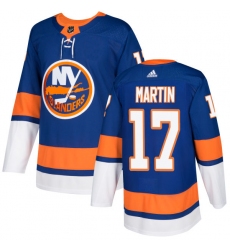 Men's Adidas New York Islanders #17 Matt Martin Authentic Royal Blue Home NHL Jersey
