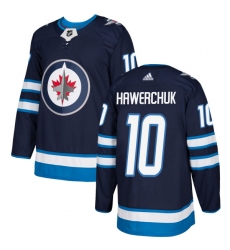 Men's Adidas Winnipeg Jets #10 Dale Hawerchuk Authentic Navy Blue Home NHL Jersey