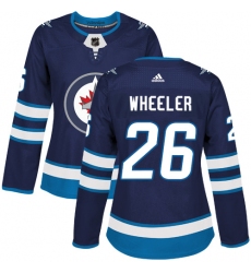 Women's Adidas Winnipeg Jets #26 Blake Wheeler Premier Navy Blue Home NHL Jersey