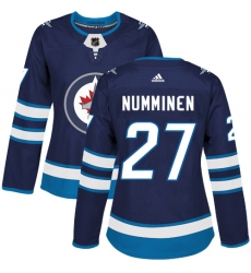 Women's Adidas Winnipeg Jets #27 Teppo Numminen Premier Navy Blue Home NHL Jersey