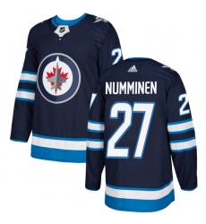 Youth Adidas Winnipeg Jets #27 Teppo Numminen Premier Navy Blue Home NHL Jersey
