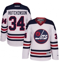 Men's Reebok Winnipeg Jets #34 Michael Hutchinson Authentic White 2016 Heritage Classic NHL Jersey