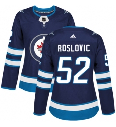 Women's Adidas Winnipeg Jets #52 Jack Roslovic Authentic Navy Blue Home NHL Jersey